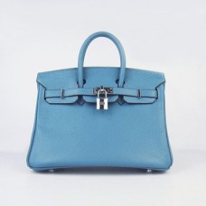 Hermes Birkin 25cm Bolso 6068 Azul Plata
