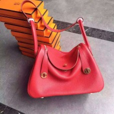 Hermes Lindy 30cm Bolso Rojo Oro