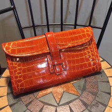 Hermes Jige Clutch 29cm Croco Naranja