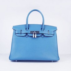 Hermes Birkin 30cm Togo cuero Bolsos azul plata