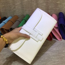 Hermes Epsom Leather Jige Clutch 29cm Blanco