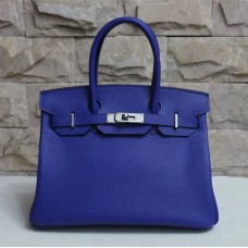 Hermes Birkin 30cm Togo cuero Bolso azul eléctrico plata