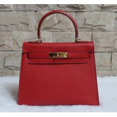 Hermes Kelly 28cm Bolso de cuero Epsom Oro Rojo