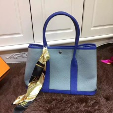 Hermes Garden Party 36cm bolso de cuero gris azul azul eléctrico