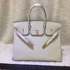 Hermes Birkin 35cm Togo bolso de cuero oro gris claro