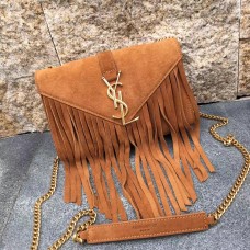 Bolso YSL De Piel De Ante Con Borla De 22 Cm Camel