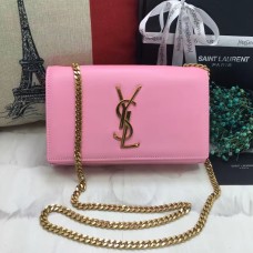 YSL Bolso De Cadena De Cuero Liso 22cm Rosa