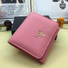 Cartera de cuero Prada Trifold 1M0176 Rosa
