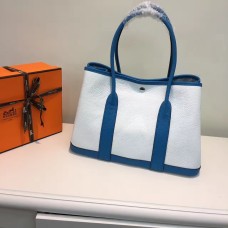 Hermes Garden Party 36cm bolso de cuero blanco azul