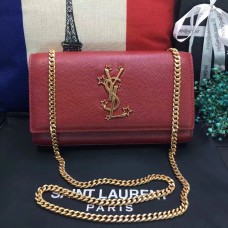 Novedades YSL Chain Bag 24cm Caviar Leather Rojo