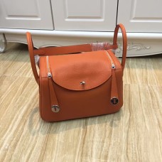 Hermes Lindy 30cm Bolso Naranja Plata