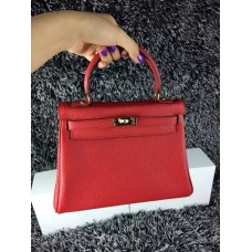 Hermes Kelly 25cm Togo Cuero Rojo Oro