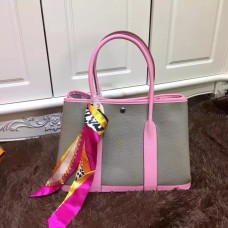 Hermes Garden Party 36cm bolso de cuero gris rosa