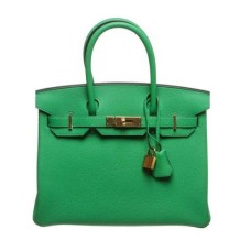 Hermes Birkin 30cm Togo Cuero Verde Oro