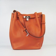 Hermes So Kelly 28cm Togo Leather Shoulder Bag Naranja Plata