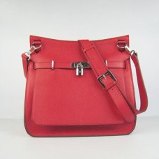 Hermes Jypsiere 28cm Crossbody Bolso Rojo Plata