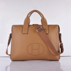 Hermes Calf Leather 8078 Bolso Café Claro Plata