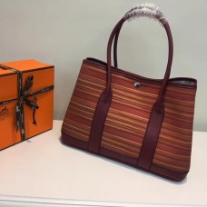Hermes Garden Party 36cm Bolso de lona Borgoña
