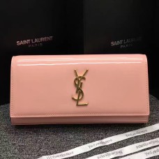Clutch YSL Charol 27cm Rosa