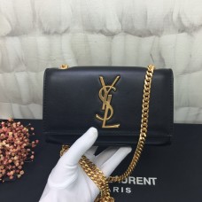 YSL Bolso pequeño de piel con cadena 17cm Oro negro