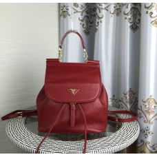 Prada Mochila de Cuero 1129 Rojo Oscuro