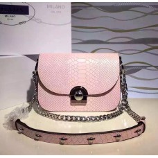Bolso Prada Arcade Piel De Serpiente Rosa Claro