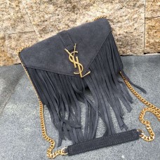 YSL Suede Leather Tassel 22cm Bolso Gris