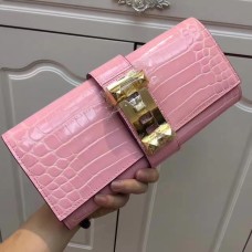 Hermes Medor Clutch 29cm Croco Rosa