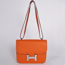 Hermes Constance 23cm Togo Cuero Naranja Plata