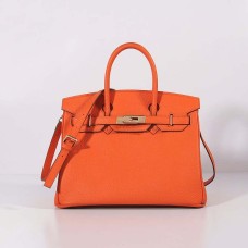 Hermes 30cm Birkin Bag Togo Cuero con Correa Oro Naranja