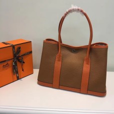 Hermes Garden Party 36cm Bolso de cuero Camel Naranja