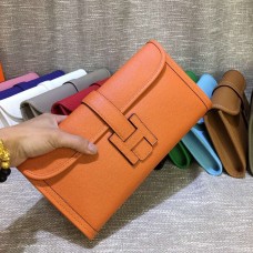 Hermes Epsom Leather Jige Clutch 29cm Naranja