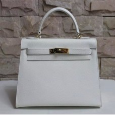 Hermes Kelly 28cm Bolso de cuero Epsom Oro Blanco