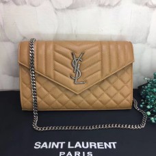 YSL Bolso bandolera con cadena 22,5 cm albaricoque