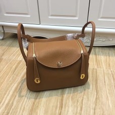 Hermes Lindy 30cm Bolso Camel Oro