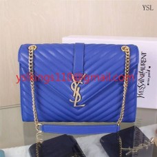 YSL Saint Laurent Classic Large Monogram Bag Azul 31cm