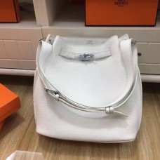 Hermes So Kelly 28cm Togo Leather Shoulder Bag Blanco Plata