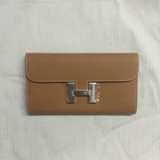 Cartera de cuero Hermes Epsom Camel Silver