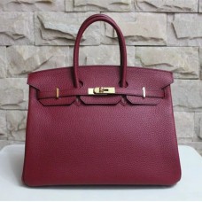 Hermes Birkin 35cm Togo cuero Bolso burdeos oro