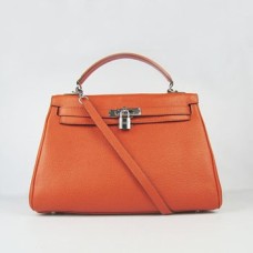 Hermes Kelly 32cm Togo cuero 6108 naranja plata
