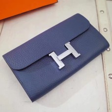 Hermes Constance Monedero Togo Cuero Azul Oscuro