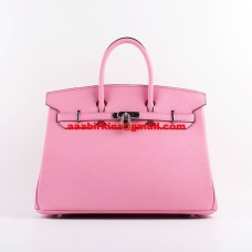 Hermes Birkin 35cm Togo bolsos de cuero Cherry Pink Silver