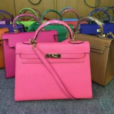 Hermes Kelly 28cm Bolso de cuero Epsom Labios Rosa