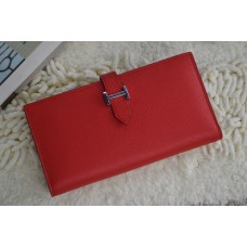 Cartera de cuero de becerro Hermes H005 H rojo