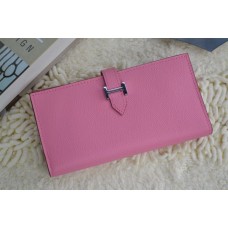 Cartera de cuero de becerro Hermes H005 H rosa