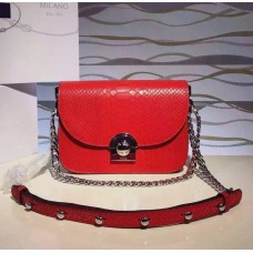 Bolso Prada Arcade Cuero De Serpiente Rojo