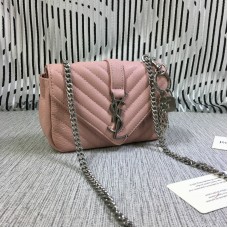 YSL Pequeño Sobre Bolso Cadena Piel De Cabra Rosa 18cm