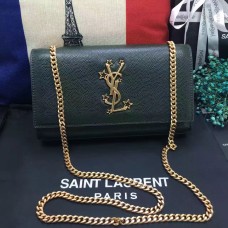 Novedades YSL Chain Bag 24cm Caviar Leather Verde oscuro