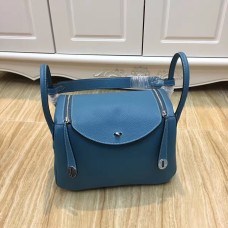 Hermes Lindy 30cm Bolso Azul Plata