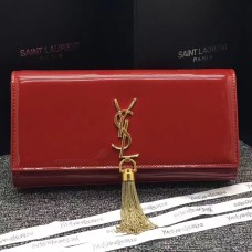 YSL Charol Tassel Clutch 27cm Rojo